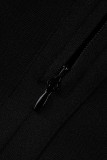 Black Sexy Formal Patchwork Backless Spaghetti Strap Sleeveless Dress
