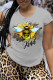Grey Street Print Patchwork O Neck T-Shirts