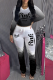 Black Street Gradual Change Fold O Neck Long Sleeve Two Pieces