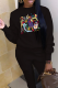 Black Casual Street Print Patchwork O Neck Tops