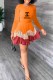 Orange Sweet Print Patchwork Letter Cake Skirt Dresses