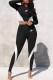Black Street Print Patchwork Letter O Neck Long Sleeve Two Pieces