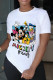 White Street Cute Character Patchwork O Neck T-Shirts