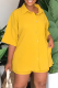 Yellow Casual Street Solid Patchwork Turndown Collar Half Sleeve Two Pieces