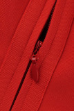 Red Sexy Formal Solid Hollowed Out Patchwork Backless Spaghetti Strap Sleeveless Dress