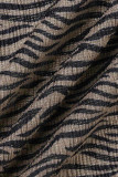 Zebra Sexy Print Patchwork Long Sleeve Two Pieces