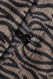 Zebra Sexy Print Patchwork Long Sleeve Two Pieces