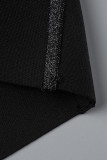 Black Sexy Formal Patchwork Backless Spaghetti Strap Sleeveless Dress