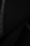 Black Sexy Formal Patchwork Backless Spaghetti Strap Sleeveless Dress