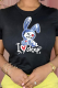 Black Casual Vintage Print Patchwork O Neck T-Shirts