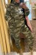 Camouflage Casual Camouflage Print Letter Hooded Collar Long Sleeve Two Pieces