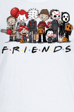 Red Casual Street Print Patchwork O Neck T-Shirts