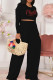 Black Casual Letter Print Basic O Neck Short Sleeve Two Pieces