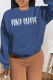 Blue Casual Daily Print Patchwork O Neck Tops