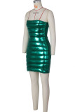 Green Sexy Solid Patchwork Strapless Pencil Skirt Dresses