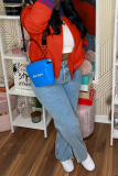 Red Street Solid Patchwork Cardigan Collar Outerwear