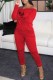 Red Sexy Print Letter Off the Shoulder Jumpsuits