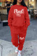 Red Casual Daily Letter Print Patchwork O Neck Long Sleeve Two Pieces