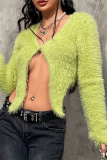 Green Sexy Solid Patchwork V Neck Tops