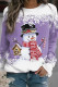 Purple Casual Snowman Printed Basic O Neck Tops