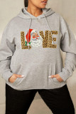 Christmas Tree Casual Daily Print Patchwork Basic Hooded Collar Tops