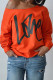 Orange Fashion Casual Letter Print Basic Oblique Collar Tops