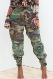 Camouflage Street Camouflage Print Ripped Harlan Mid Waist Harlan Full Print Bottoms