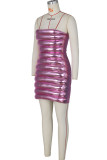 Pink Sexy Solid Patchwork Strapless Pencil Skirt Dresses