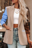 Apricot Casual Daily Solid Patchwork Turn-back Collar Outerwear