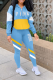 Sky Blue Casual Print Patchwork Zipper Collar Long Sleeve Two Pieces