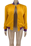 Red Street Solid Patchwork Cardigan Collar Outerwear