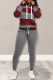 Burgundy Street Striped Draw String Hooded Collar Long Sleeve Two Pieces