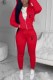 Red Casual Print Letter Hooded Collar Long Sleeve Two Pieces