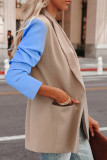 Apricot Casual Daily Solid Patchwork Turn-back Collar Outerwear