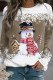 Khaki Casual Snowman Printed Basic O Neck Tops
