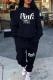 Black Casual Daily Letter Print Patchwork O Neck Long Sleeve Two Pieces