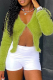 Green Sexy Solid Patchwork V Neck Tops
