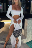 Black Sexy Solid Hollowed Out Square Collar Pencil Skirt Dresses