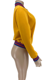 Red Street Solid Patchwork Cardigan Collar Outerwear
