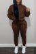 Coffee Street Solid Draw String Hooded Collar Long Sleeve Two Pieces
