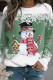 Green Casual Snowman Printed Basic O Neck Tops