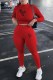 Red Casual Print Letter O Neck Long Sleeve Two Pieces