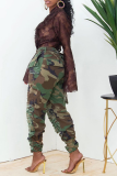 Camouflage Street Camouflage Print Ripped Harlan Mid Waist Harlan Full Print Bottoms