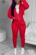 Red Casual Print Letter Hooded Collar Long Sleeve Two Pieces