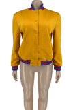 Red Street Solid Patchwork Cardigan Collar Outerwear