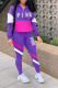 Purple Casual Print Patchwork Zipper Collar Long Sleeve Two Pieces