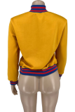 Red Street Solid Patchwork Cardigan Collar Outerwear