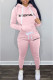 Pink Street Print Letter Hooded Collar Long Sleeve Two Pieces