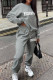 Grey Casual Print Letter O Neck Long Sleeve Two Pieces