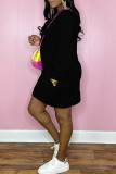 Red Casual Solid Patchwork V Neck Long Sleeve Dresses